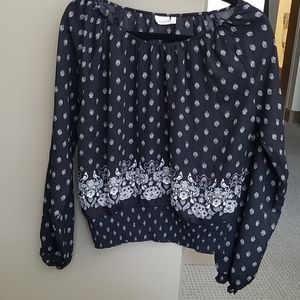 NWOT Flowy black printed blouse